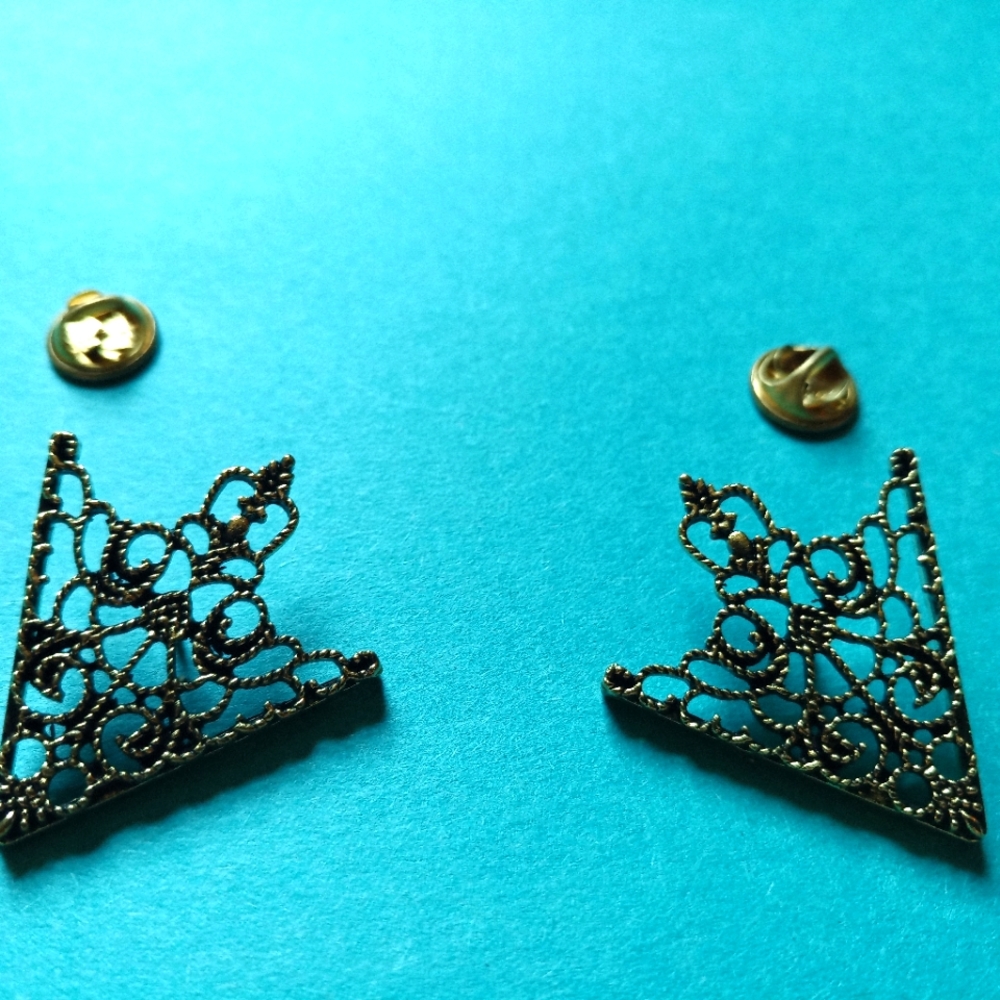Two decor pins for the shirt's collar